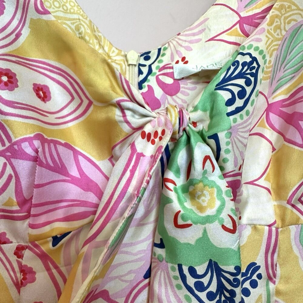 Silk Jade Melody Tam Dress 6 Midi Sleeveless Floral Vibrant Yellow Pastel Bright - Picture 4 of 8
